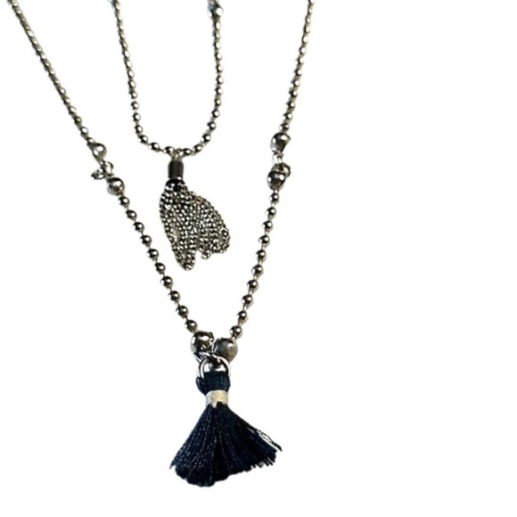 LOFT Long Tassel Necklace Silver Ball Chain 36 inches NWOT - Picture 5 of 16
